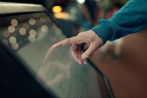 Man touching screen